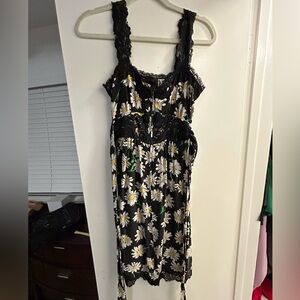 Betsey Johnson Black Floral Dress with Lace